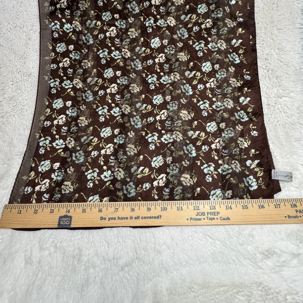 Hiroko Koshino Silk Scarf Brown Floral Paisley Jacquard Made in‎ Japan Long Wrap